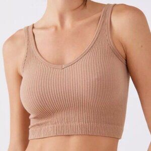 Urban Outfitters Drew Seamless Ribbed Bra Top - Light Sand, Size L